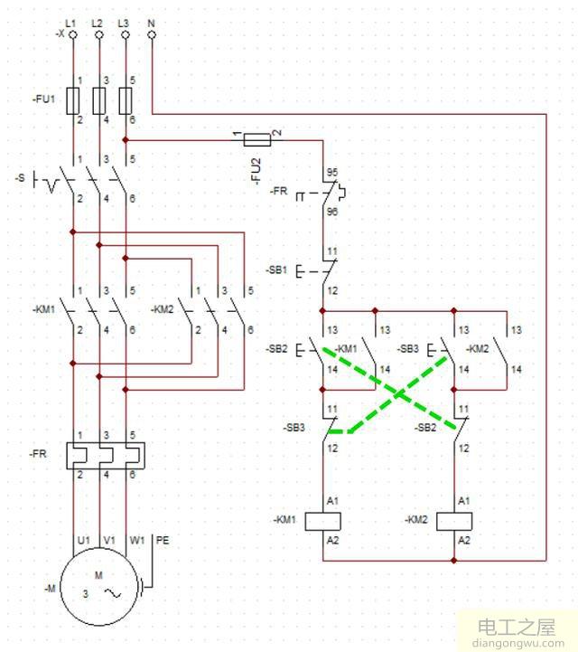 三相交流電動(dòng)機(jī)正反轉(zhuǎn)互鎖電路的分析