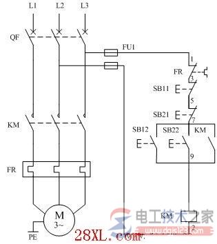 電動(dòng)機(jī)兩地控制電氣原理圖