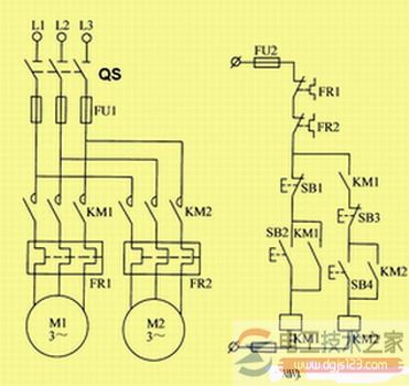 兩臺電動機順序起動控制線路圖